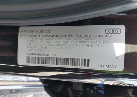 2016 Audi A6 2.0T Premium Plus z USA, uszkodzony, nr VIN WAUDFAFCXGN052737